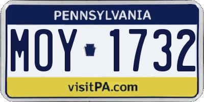 PA license plate MOY1732