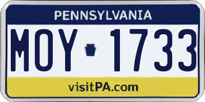 PA license plate MOY1733