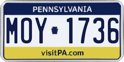 PA license plate MOY1736