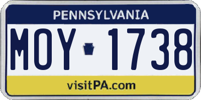 PA license plate MOY1738