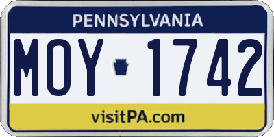 PA license plate MOY1742