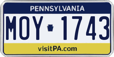 PA license plate MOY1743