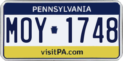 PA license plate MOY1748
