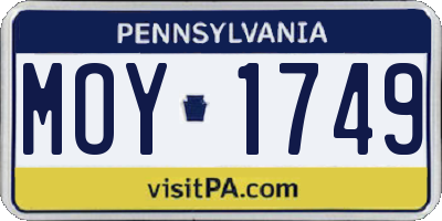 PA license plate MOY1749