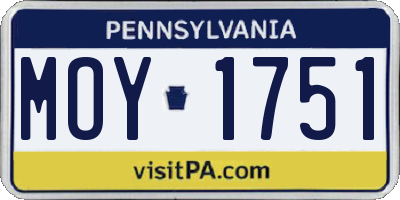 PA license plate MOY1751