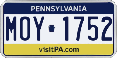 PA license plate MOY1752