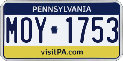 PA license plate MOY1753