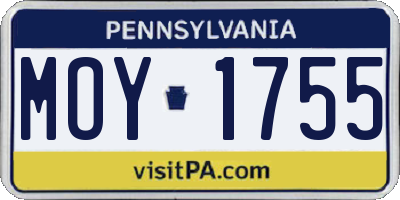 PA license plate MOY1755