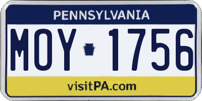 PA license plate MOY1756