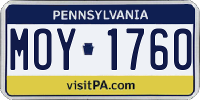 PA license plate MOY1760