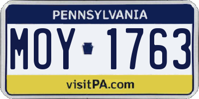 PA license plate MOY1763