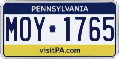PA license plate MOY1765