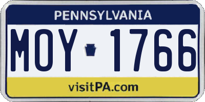 PA license plate MOY1766