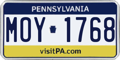 PA license plate MOY1768