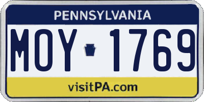 PA license plate MOY1769