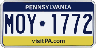 PA license plate MOY1772