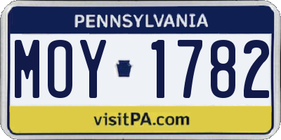 PA license plate MOY1782