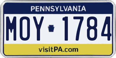 PA license plate MOY1784
