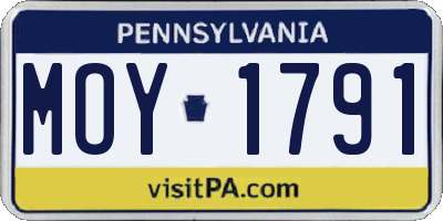 PA license plate MOY1791