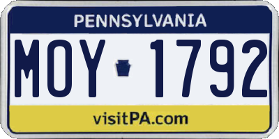 PA license plate MOY1792
