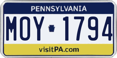 PA license plate MOY1794