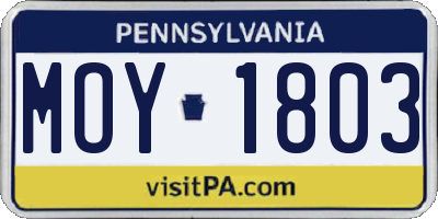 PA license plate MOY1803