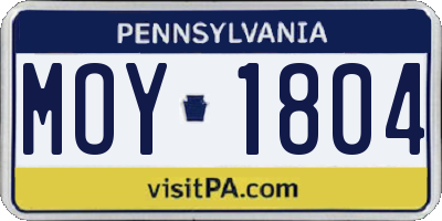 PA license plate MOY1804