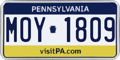 PA license plate MOY1809