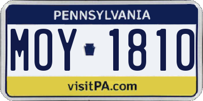 PA license plate MOY1810