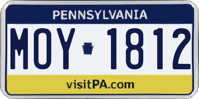 PA license plate MOY1812