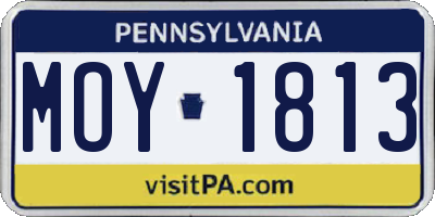 PA license plate MOY1813