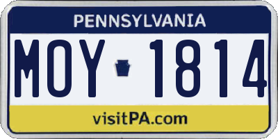 PA license plate MOY1814