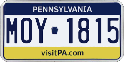 PA license plate MOY1815