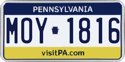 PA license plate MOY1816