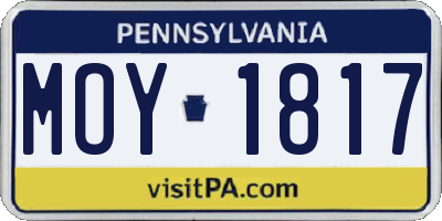 PA license plate MOY1817