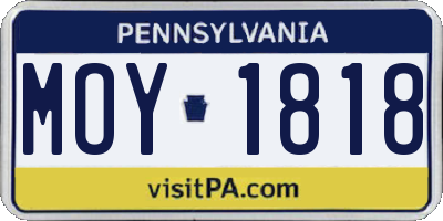 PA license plate MOY1818