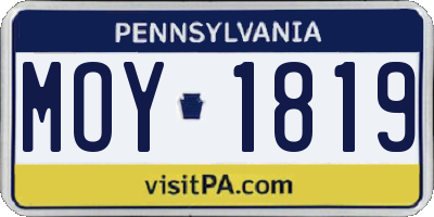 PA license plate MOY1819
