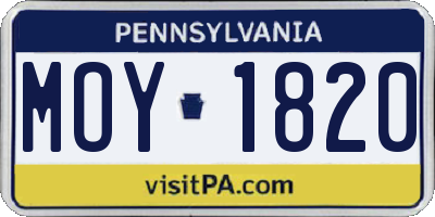 PA license plate MOY1820