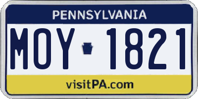 PA license plate MOY1821