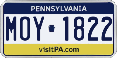 PA license plate MOY1822