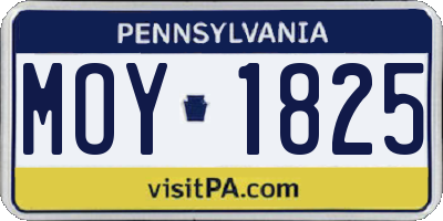 PA license plate MOY1825
