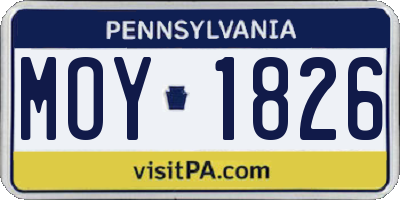 PA license plate MOY1826