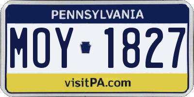 PA license plate MOY1827