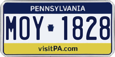 PA license plate MOY1828