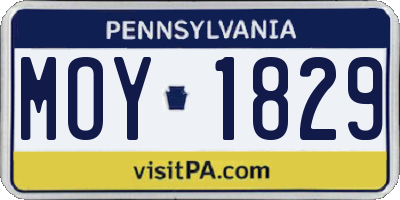 PA license plate MOY1829