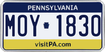 PA license plate MOY1830