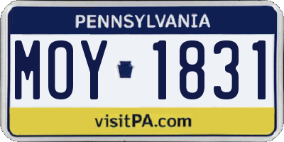 PA license plate MOY1831