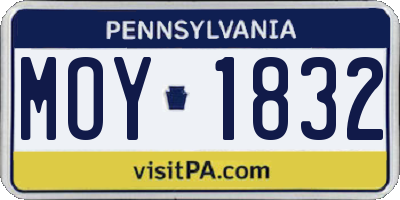 PA license plate MOY1832