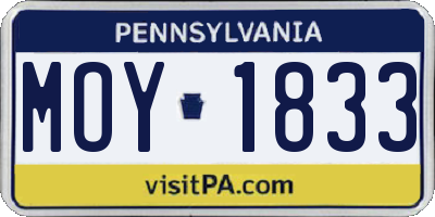 PA license plate MOY1833