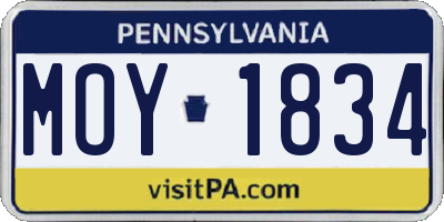 PA license plate MOY1834